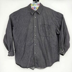 Vintage Gene Ewing Shirt Mens Large Black Button Up Long Sleeve Casual‎ Preppy